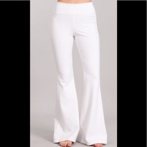 Pull on bell flair white ponte fabric pant